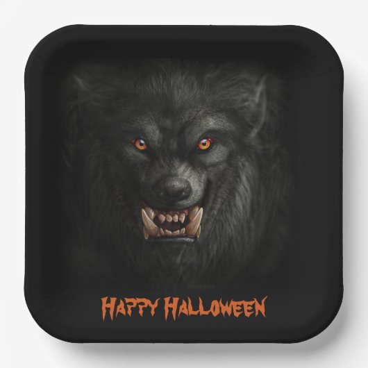 Halloween Scary Werewolf Paper Borden Papieren Bordje (Voorkant)