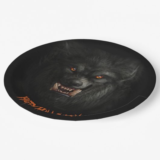 Halloween Scary Werewolf Paper Borden Papieren Bordje (Gekanteld)