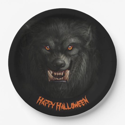 Halloween Scary Werewolf Paper Borden Papieren Bordje (Voorkant)