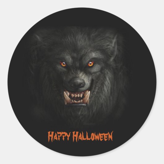 Halloween Scary Werewolf Ronde Sticker (Voorkant)