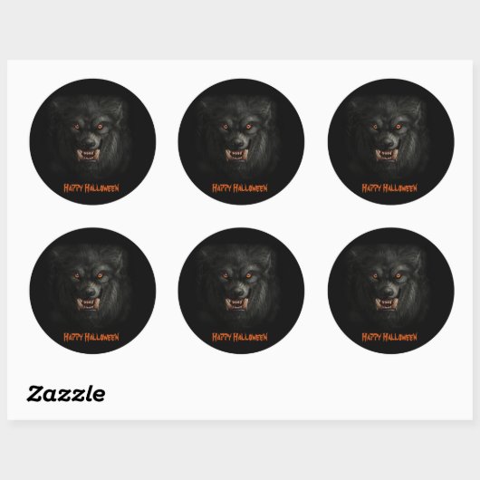 Halloween Scary Werewolf Ronde Sticker (Vel)