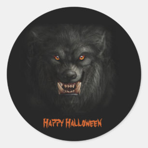 Halloween Scary Werewolf Ronde Sticker
