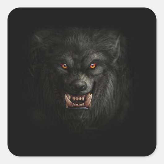 Halloween Scary Werewolf Vierkante Sticker (Voorkant)
