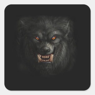 Halloween Scary Werewolf Vierkante Sticker