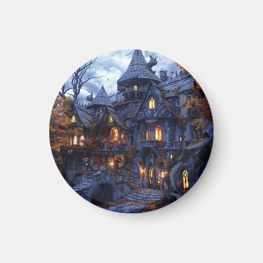 Halloween Scary Witch Castle Magneet (Voorkant)