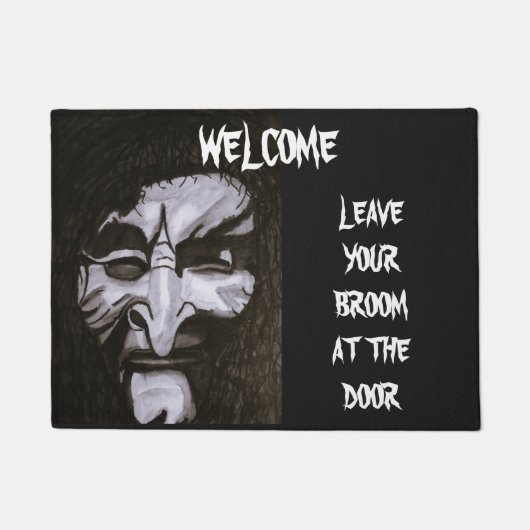 HALLOWEEN SCARY WITCH WELCOME sign Deurmat (Voorkant)