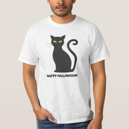 Halloween Scary Witch's Black Cat T-shirt (Voorkant)