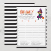 Halloween Scattergories Game Kaarten met heks (Voorkant / Achterkant)