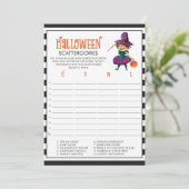 Halloween Scattergories Game Kaarten met heks (Staand voorkant)