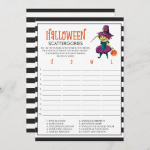 Halloween Scattergories Game Kaarten met heks