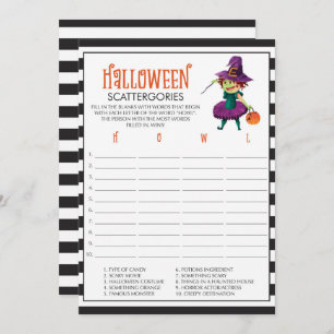 Halloween Scattergories Game Kaarten met heks
