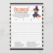 Halloween Scattergories Game Kaarten met heks (Voorkant)