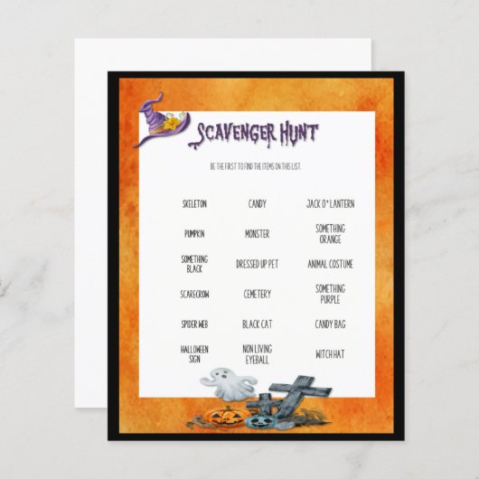 Halloween Scavenger Hunt Game (Voorkant / Achterkant)