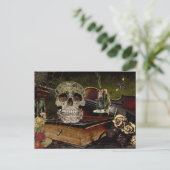 Halloween Scene Decoupage Skull Ephemera Briefkaart (Staand voorkant)