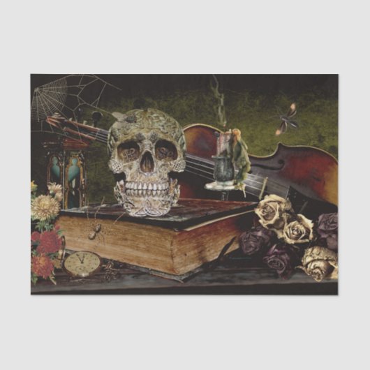  Halloween Scene Decoupage Skull Ephemera Tissuepapier (Voorkant)