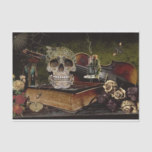 Halloween Scene Decoupage Skull Ephemera Tissuepapier (Voorkant)