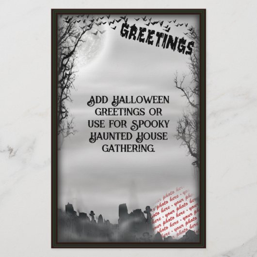 Halloween Scène Fotolijstje Briefpapier (Voorkant)