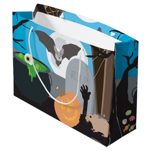 Halloween Scene Groot Cadeauzakje (Achterkant Gekanteld)