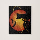 Halloween scène in silhouet legpuzzel (Verticaal)