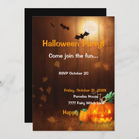 Halloween Scene Invitation Kaart (Voorkant / Achterkant)