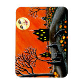 Halloween scène magneet" Rijping Jack-O-Lanterns" Magneet (Verticaal)