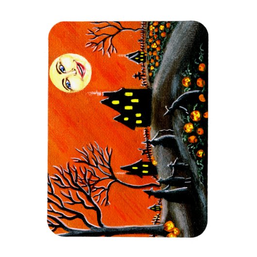 Halloween scène magneet" Rijping Jack-O-Lanterns" Magneet (Verticaal)