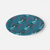 Halloween scène met frambozenroze bomen papieren bordje (Gekanteld)