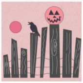 Halloween scène met hek, kraai, volle maan, & pomp sticker (Voorkant)