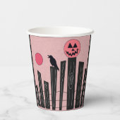 Halloween scène met roze papieren bekers (Achterkant)