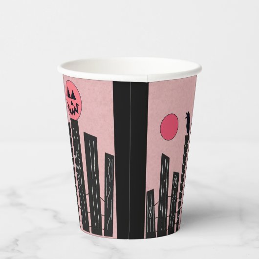 Halloween scène met roze papieren bekers (Rechts)