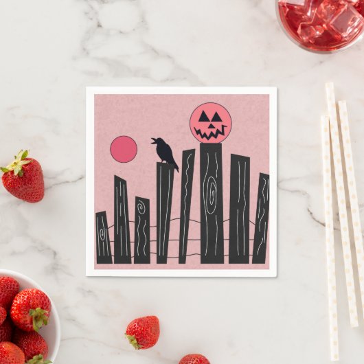 Halloween scène met roze papieren borden servet (Insitu)