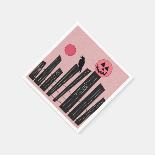 Halloween scène met roze papieren borden servet (Hoek)