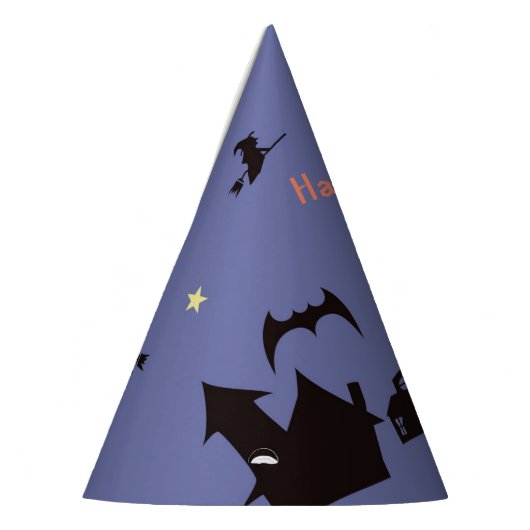 Halloween Scene met spoken heks en vleermuizen Feesthoedjes (Links)