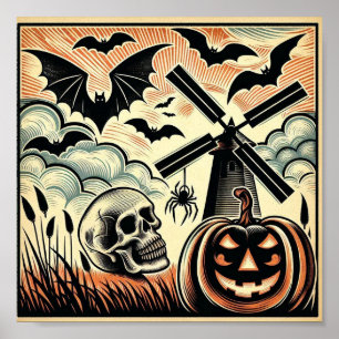 Halloween-scène: omarm het griezelige seizoen! Poster