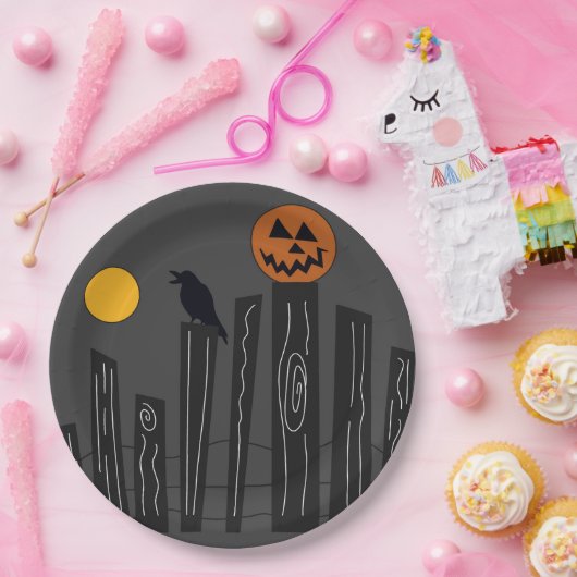 Halloween scène op papieren borden papieren bordje (Feest)