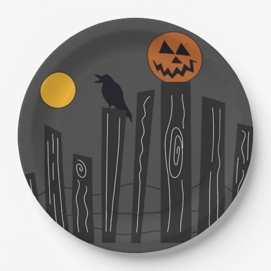 Halloween scène op papieren borden papieren bordje (Voorkant)