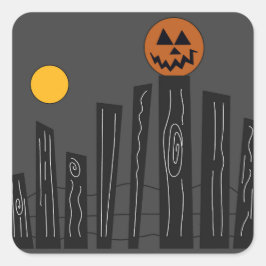 Halloween scène op vierkante stickers. vierkante sticker