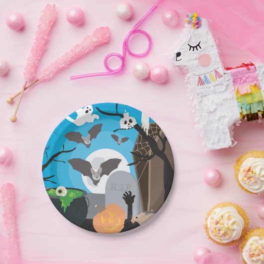 Halloween Scene Papieren Bordje (Feest)
