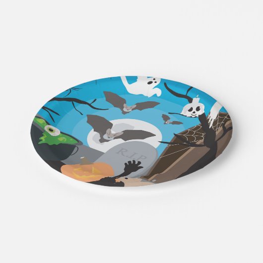 Halloween Scene Papieren Bordje (Gekanteld)