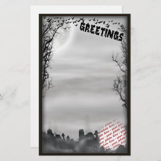Halloween Scene Photo Lijst Briefpapier (Voorkant / Achterkant)