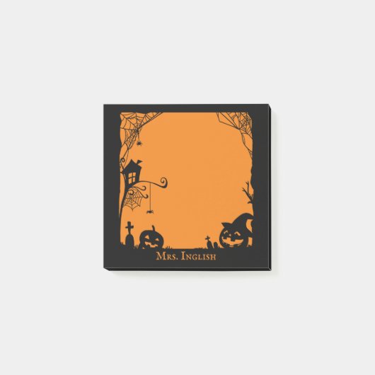 Halloween Scene Pompoenen en Spiderwebs Post-it® Notes (Voorkant)
