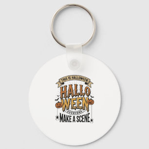 Halloween Scène Shirt Vintage Gravure Pompoen De Sleutelhanger
