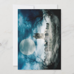 Halloween scène. Spoken spookhuis op kerkhof.