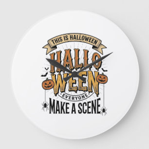 Halloween Scene T-shirt Vintage Gravure Pompoen On Grote Klok