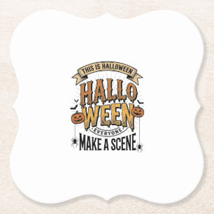 Halloween Scene T-shirt Vintage Gravure Pompoen On Kartonnen Onderzetters