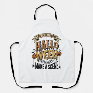 Halloween Scene T-shirt Vintage Gravure Pompoen On Schort