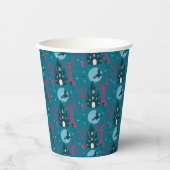 Halloween scène, vliegende heksenroze bomen papieren bekers (Voorkant)