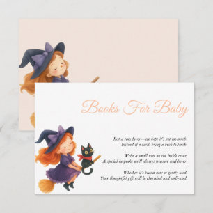 Halloween Schattig Boe   Kat met een Bezem Baby Sh Informatiekaartje