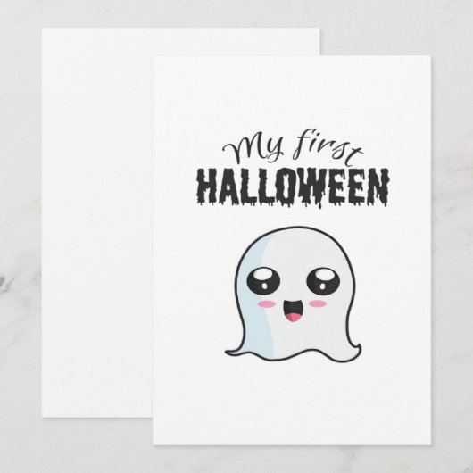 Halloween Schattig Boe Pasgeboren Baby Meisje Eers Feestdagenkaart (Voorkant / Achterkant)