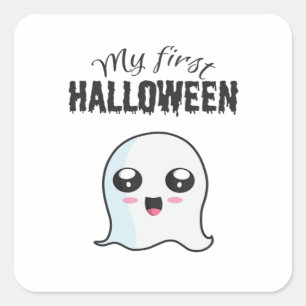 Halloween Schattig Boe Pasgeboren Baby Meisje Eers Vierkante Sticker